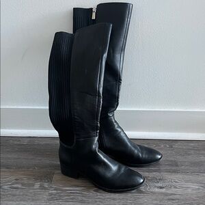 Kenneth Cole Black Knee-High Leather Boots - Women's